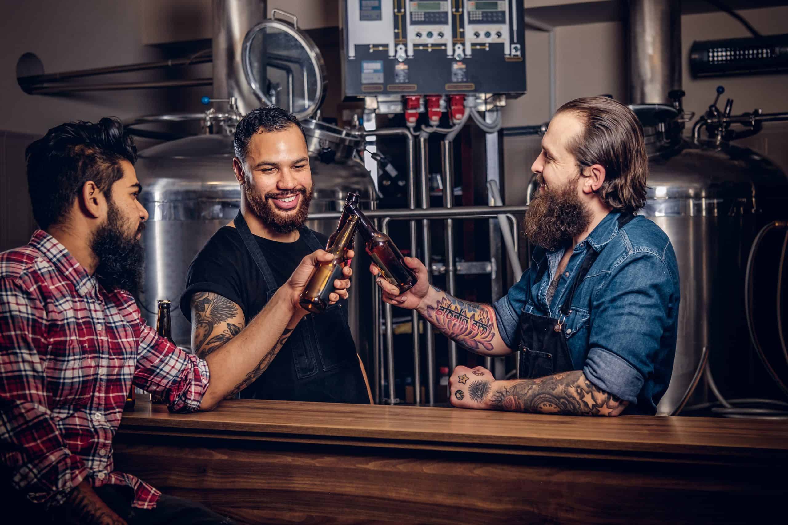Three Friends Enjoying Craft Beer Together