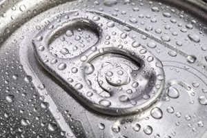 Beer can close up with water droplets